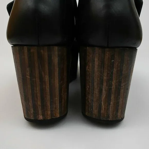 Celine Black Suede Platform Wavy Wood Block Heeled Buckle Sandal - FR 39/US 9 - Picture 7 of 12